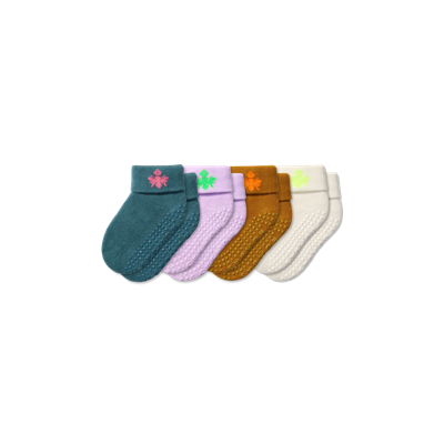 Shop Bombas Baby Gripper Socks 4-pack (6-12 Months) In Marine Lilac Mix