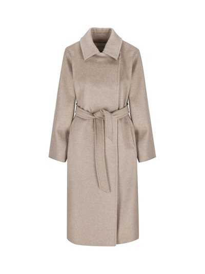 Shop Max Mara Manuela Icon Belted Coat In Beige