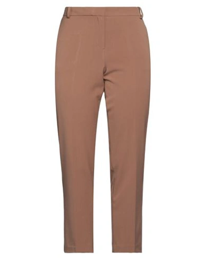 Shop Biancoghiaccio Woman Pants Camel Size 12 Polyester, Viscose, Elastane In Beige