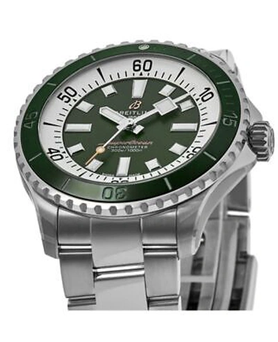Pre-owned Breitling Superocean Automatic 44 Green Dial Steel Men's Watch A17376a31l1a1