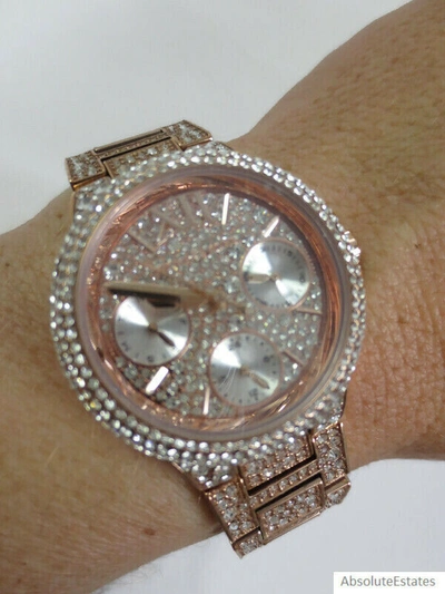 Pre-owned Michael Kors Camille Mid Extreme Glitz Rose Gold Stainless Watch Mk6997 Box