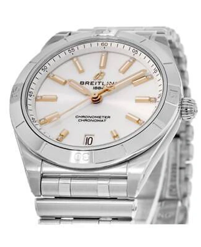 Pre-owned Breitling Chronomat Automatic 36 White Diamond Women's Watch A10380101a2a1