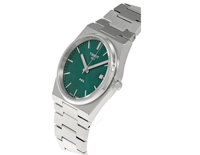 Pre-owned Tissot Prx Quartz Stainless Steel Bracelet Green Dial Men's Watch T1374101109100