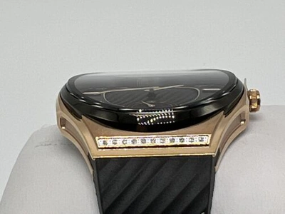 Pre-owned Bulova 98r239 Curv Women's Rose Gold Diamond Black Strap Dress Watch Msrp $995