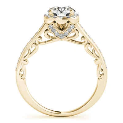 Pre-owned Maulijewels 1 Carat Halo Diamond 14k Yellow Gold Engagement Ring