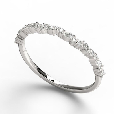 Pre-owned Handmade Diamond Wedding Band / 14k Marquise And Round Diamond Wedding Ring Wedding Band In White