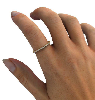 Pre-owned Handmade Diamond Wedding Band / 14k Marquise And Round Diamond Wedding Ring Wedding Band In White