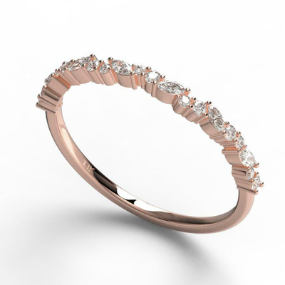 Pre-owned Handmade Diamond Wedding Band / 14k Marquise And Round Diamond Wedding Ring Wedding Band In White