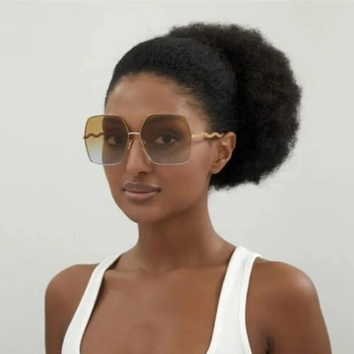 Pre-owned Chloé ?chloe Ch0054s Square Oversized 004 Gold/ Pink Orange Gradient Sunglasses