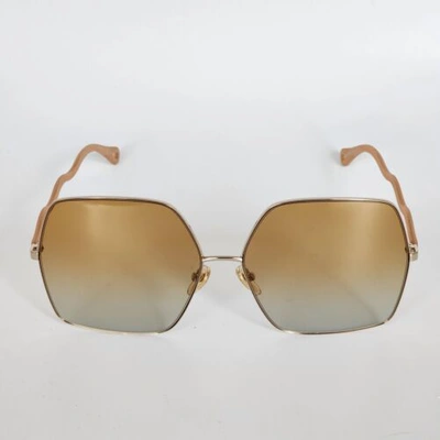 Pre-owned Chloé ?chloe Ch0054s Square Oversized 004 Gold/ Pink Orange Gradient Sunglasses