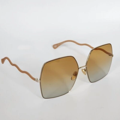 Pre-owned Chloé ?chloe Ch0054s Square Oversized 004 Gold/ Pink Orange Gradient Sunglasses