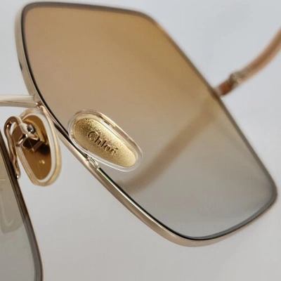 Pre-owned Chloé ?chloe Ch0054s Square Oversized 004 Gold/ Pink Orange Gradient Sunglasses