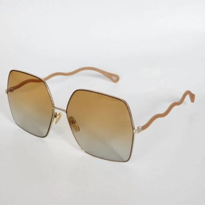 Pre-owned Chloé ?chloe Ch0054s Square Oversized 004 Gold/ Pink Orange Gradient Sunglasses