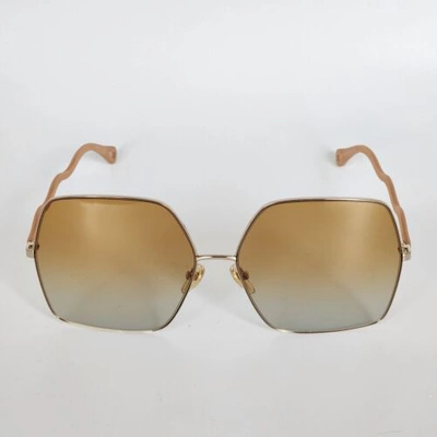 Pre-owned Chloé ?chloe Ch0054s Square Oversized 004 Gold/ Pink Orange Gradient Sunglasses