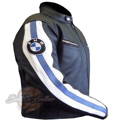 Pre-owned Seven Bmw 3874 Racing Motorcycle Motorbike Biker Original Leather Jacket Armoured Coat In Blue Black White