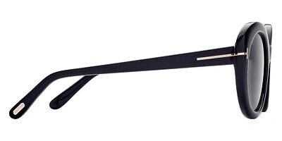 Pre-owned Tom Ford Ft1009 Lily-02 Sunglasses Shiny Black/t Logo Smoke 55mm In Gray