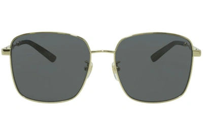 Pre-owned Gucci Gold Red Green 58 Mm Women's Sunglasses Gg0852sk-002 58 In Gray