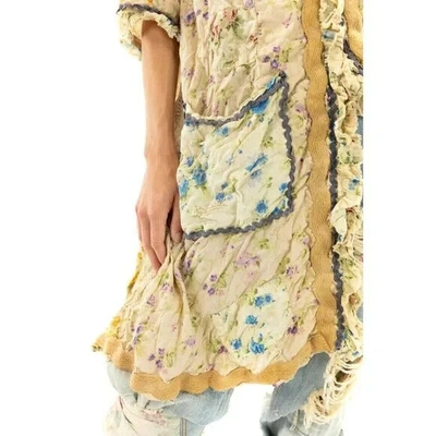 Pre-owned Magnolia Pearl European Cotton Floral Print Sipsey Smock Dress 834 Bee Charmer In Yellow