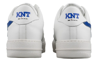 Pre-owned Kiton Knt  Sneakers Shoes 100% Leather Sz 7 Us 40 Eu Knsw7 In White/blue