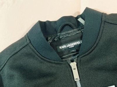 Pre-owned Karl Lagerfeld $350  Paris Men's Full Zip Old Men Jacket Black Sz Large (c)