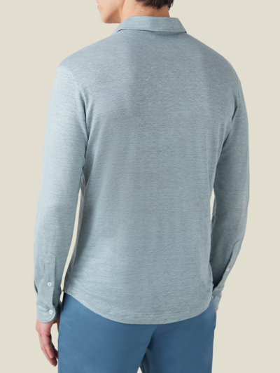 Shop Luca Faloni Sea Grey Positano Linen Jersey Polo Shirt