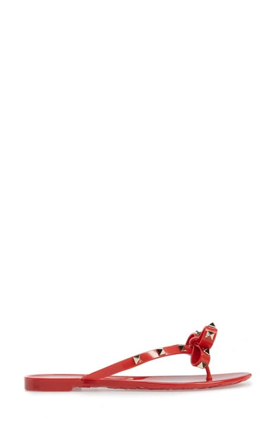 Shop Valentino Rockstud Jelly Flip Flop In Red