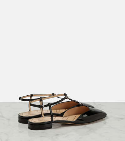 Gucci Marmont Patent Leather Ballerina Flats In Black
