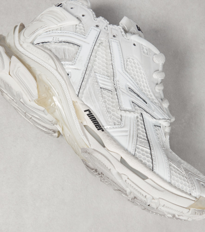 Shop Balenciaga Runner Mesh And Faux-leather Sneakers In White