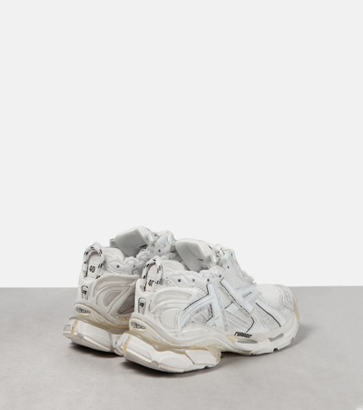 Shop Balenciaga Runner Mesh And Faux-leather Sneakers In White