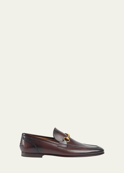 Shop Gucci Men's Jordaan Leather Loafer In Fondente