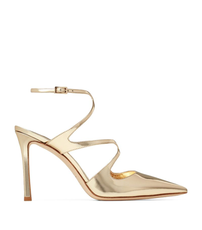 Shop Jimmy Choo Azia 95 Leather Pumps In Gold