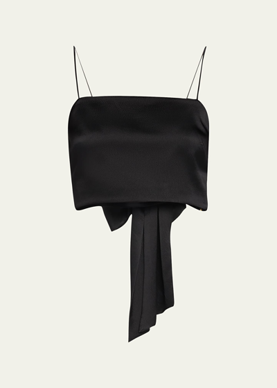 Shop Loveshackfancy Roseanna Silk Bow-back Bralette Top In Black