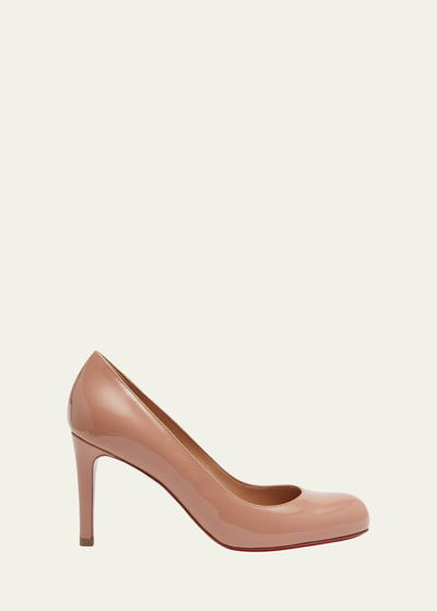 Shop Christian Louboutin Pumppie Patent Red Sole Pumps In Nude