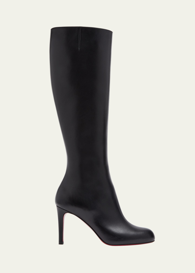 Shop Christian Louboutin Pumppie Botta Red Sole Leather Knee-high Boots In Black