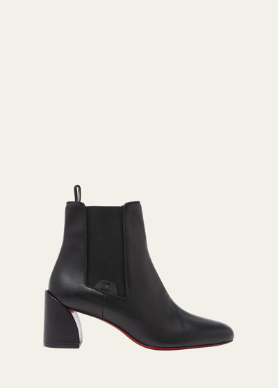 Shop Christian Louboutin Turelastic Red Sole Calf Leather Boots In Black
