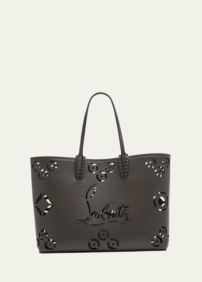 Shop Christian Louboutin Cabata Perforated Logo Leather Tote Bag In I629 Rocket