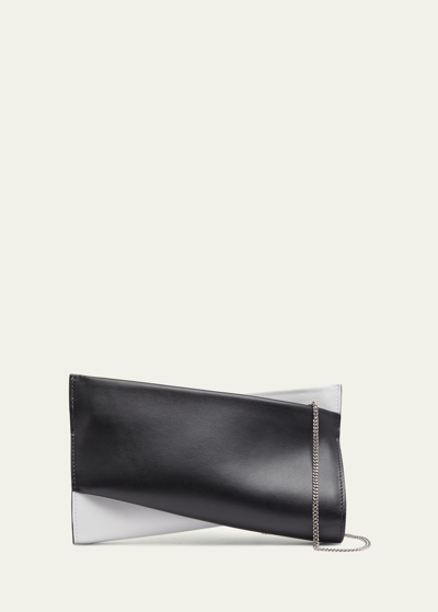 Shop Christian Louboutin Loubitwist Small Bicolor Leather Clutch Bag In Black/bianco