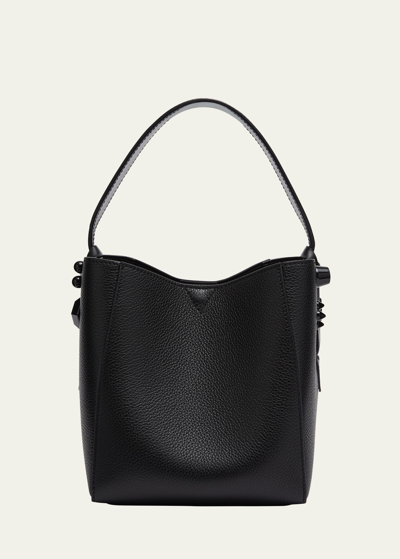 Shop Christian Louboutin Cabachic Mini Spike Leather Shoulder Bag In Black