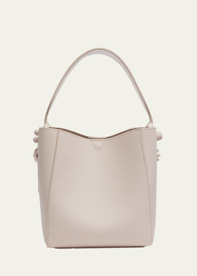 Shop Christian Louboutin Cabachic Mini Spike Leather Shoulder Bag In Leche