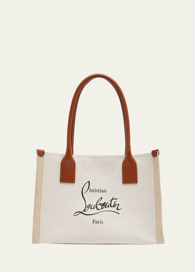 Shop Christian Louboutin Nastroloubi Small Logo Canvas Tote Bag In 5504 Natural