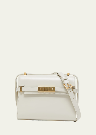 Shop Saint Laurent Manhattan Mini Calfskin Crossbody Bag In 9207 Blanc Vintag