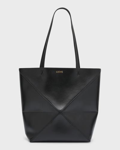 Shop Loewe Puzzle Leather Tote Bag In Black