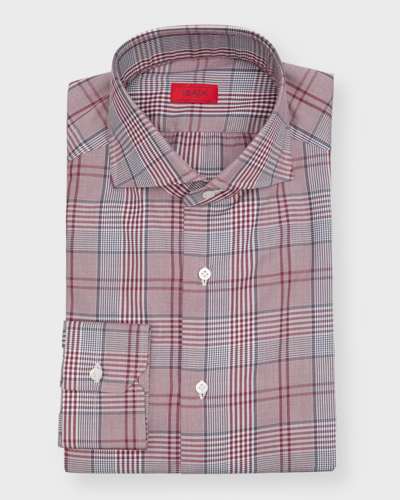 Shop Isaia Men's Cotton Plaid Sport Shirt In Red