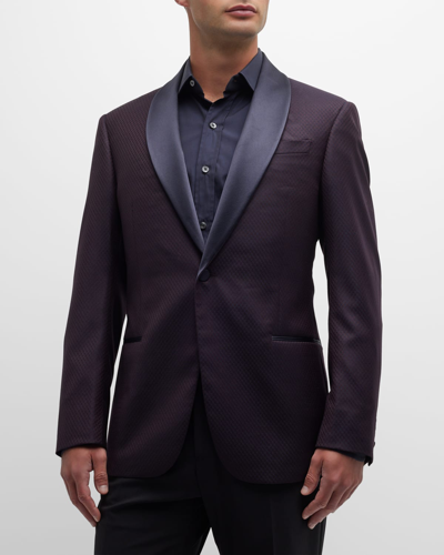 Shop Emporio Armani Men's Shawl Wool Dinner Jacket In Purple