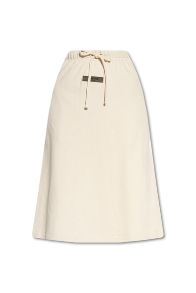 ESSENTIALS FEAR OF GOD ESSENTIALS LOGO PATCH DRAWSTRING MIDI SKIRT 