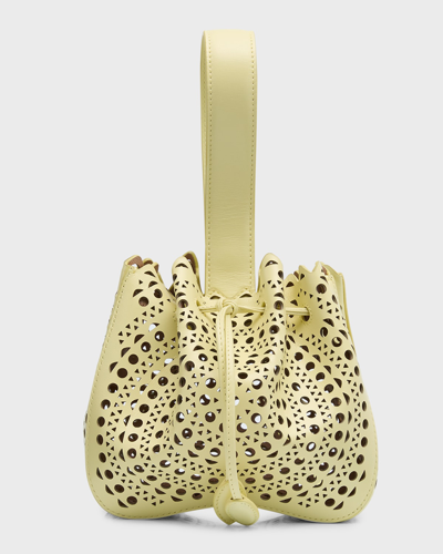 Shop Alaïa Rosa Marie Laser-cut Top-handle Bag In 239 Jaune Pale