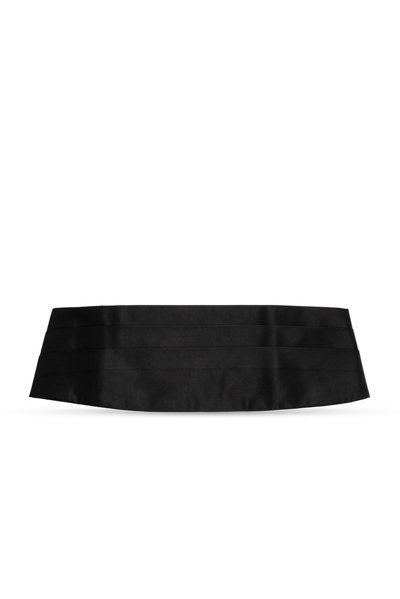 Shop Emporio Armani Pleated Hook Fastened Tuxedo Belt In Black