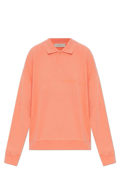 Shop Essentials Fear Of God  Logo Printed Sweatshirt In Orange