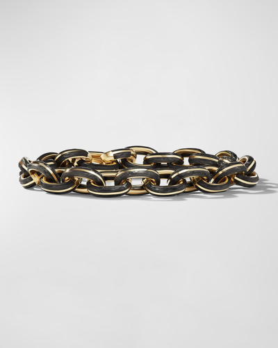 Shop David Yurman Men's Forged Carbon Link Bracelet In 18k Gold, 11mm