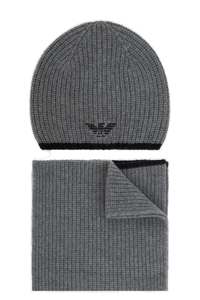 Shop Emporio Armani Logo Embroidered Hat In Grey